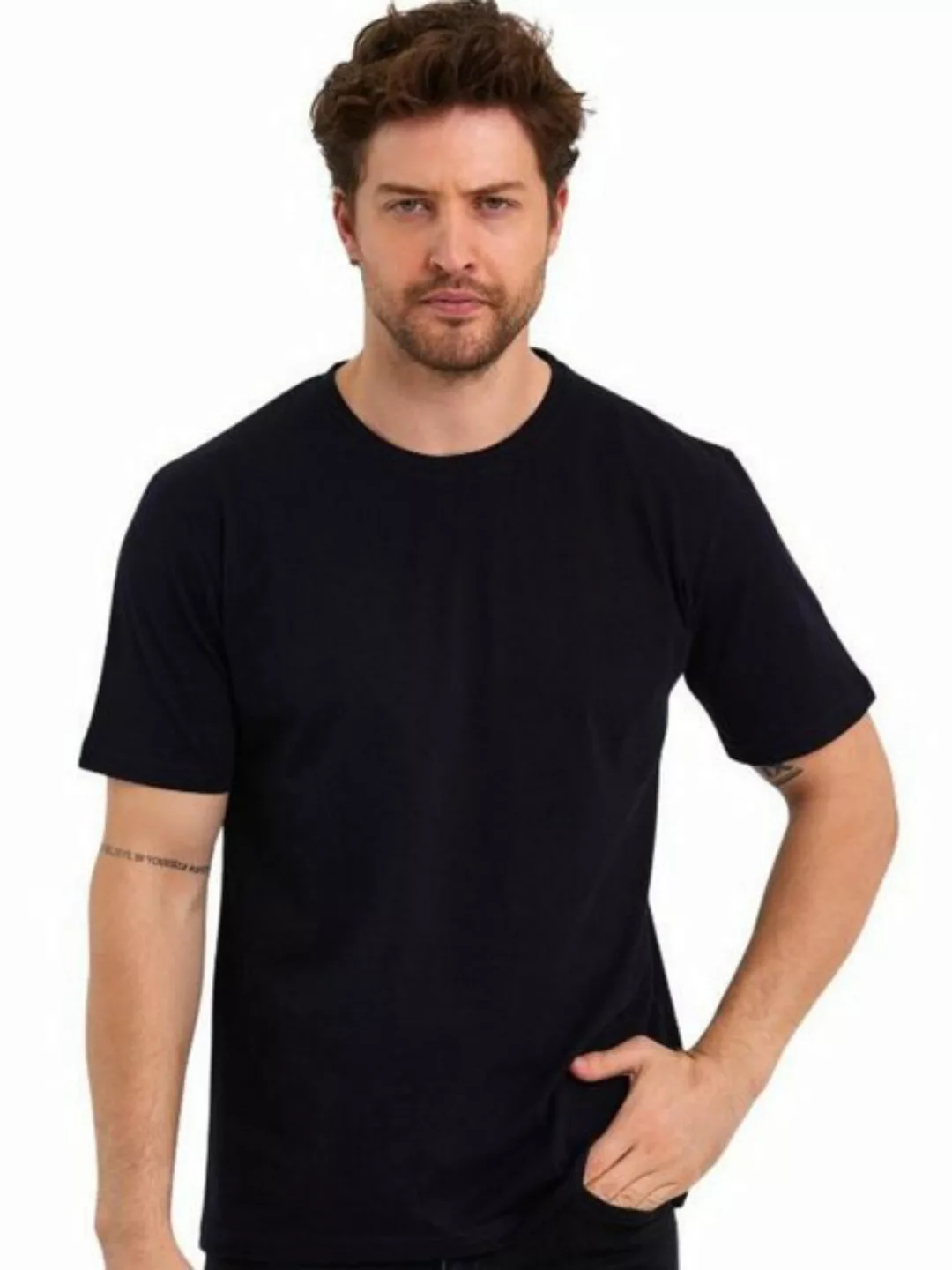 COMEOR T-Shirt Herren Basic T-Shirts Baumwolle (Packung, 1-tlg) mit gerader günstig online kaufen