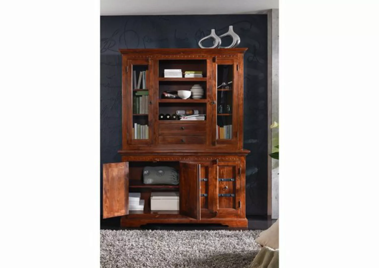 Massivmoebel24 Buffet OXFORD (150x50x200 Akazie teilmontiert (2-teilig) günstig online kaufen