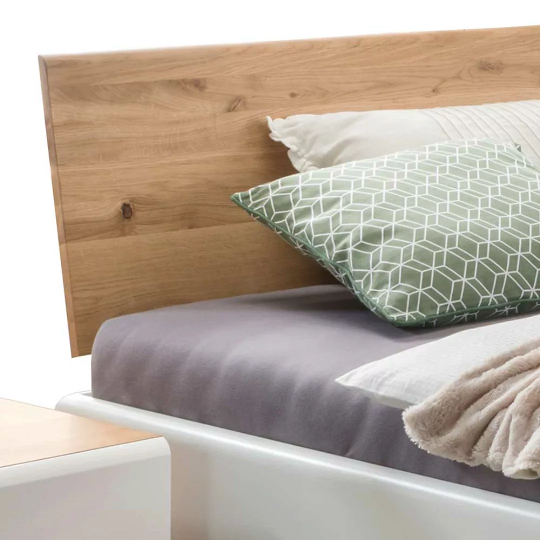 Zweifarbiges Bett aus Wildeiche Massivholz modernem Design günstig online kaufen