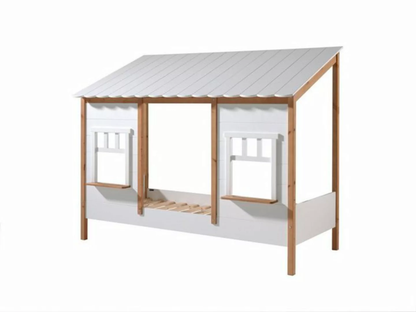 Natur24 Kinderbett Bett mit Schublade Landhausbett BABS 90x200cm Oak/Weiß günstig online kaufen