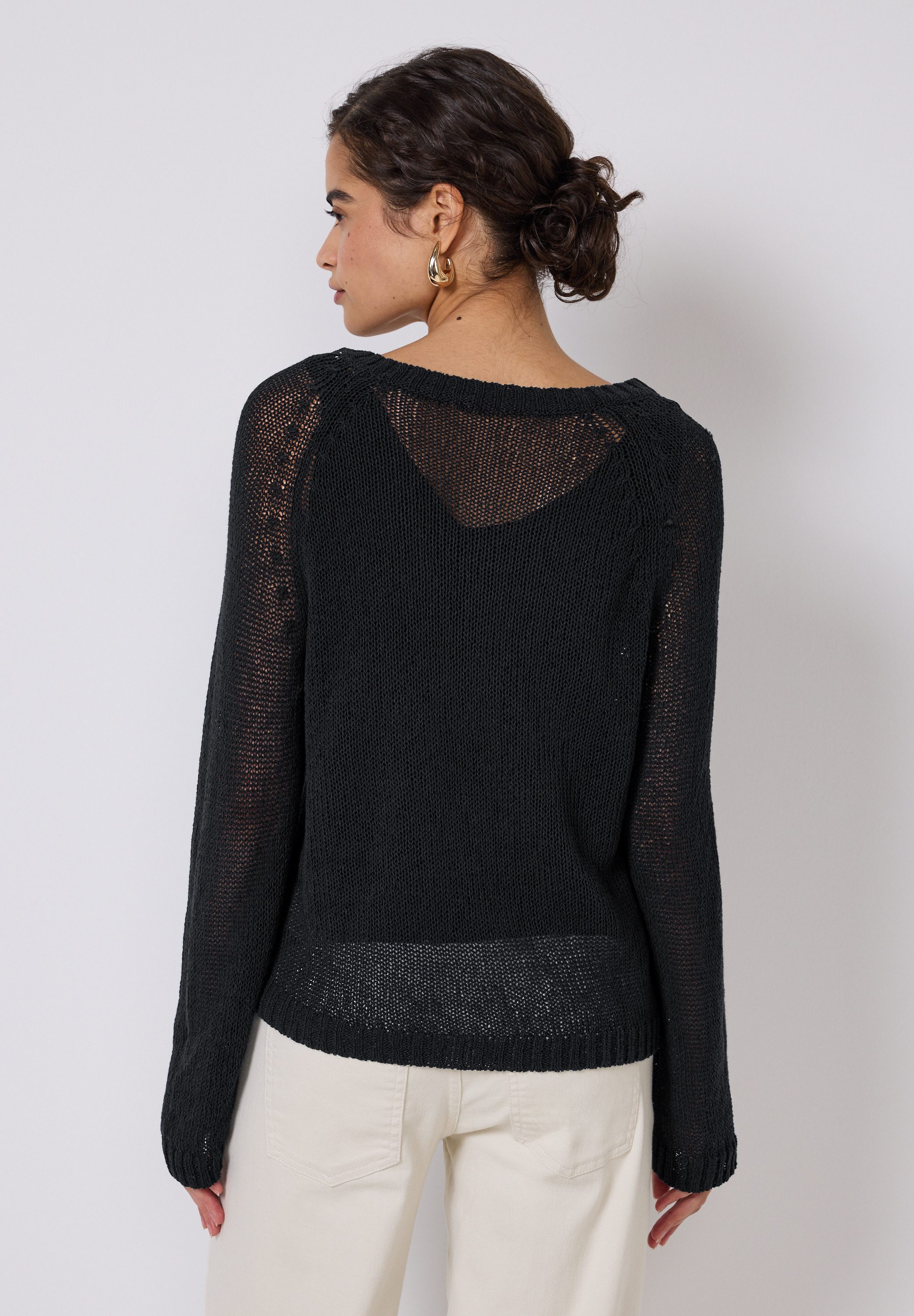 STREET ONE STUDIO V-Ausschnitt-Pullover mit grober günstig online kaufen