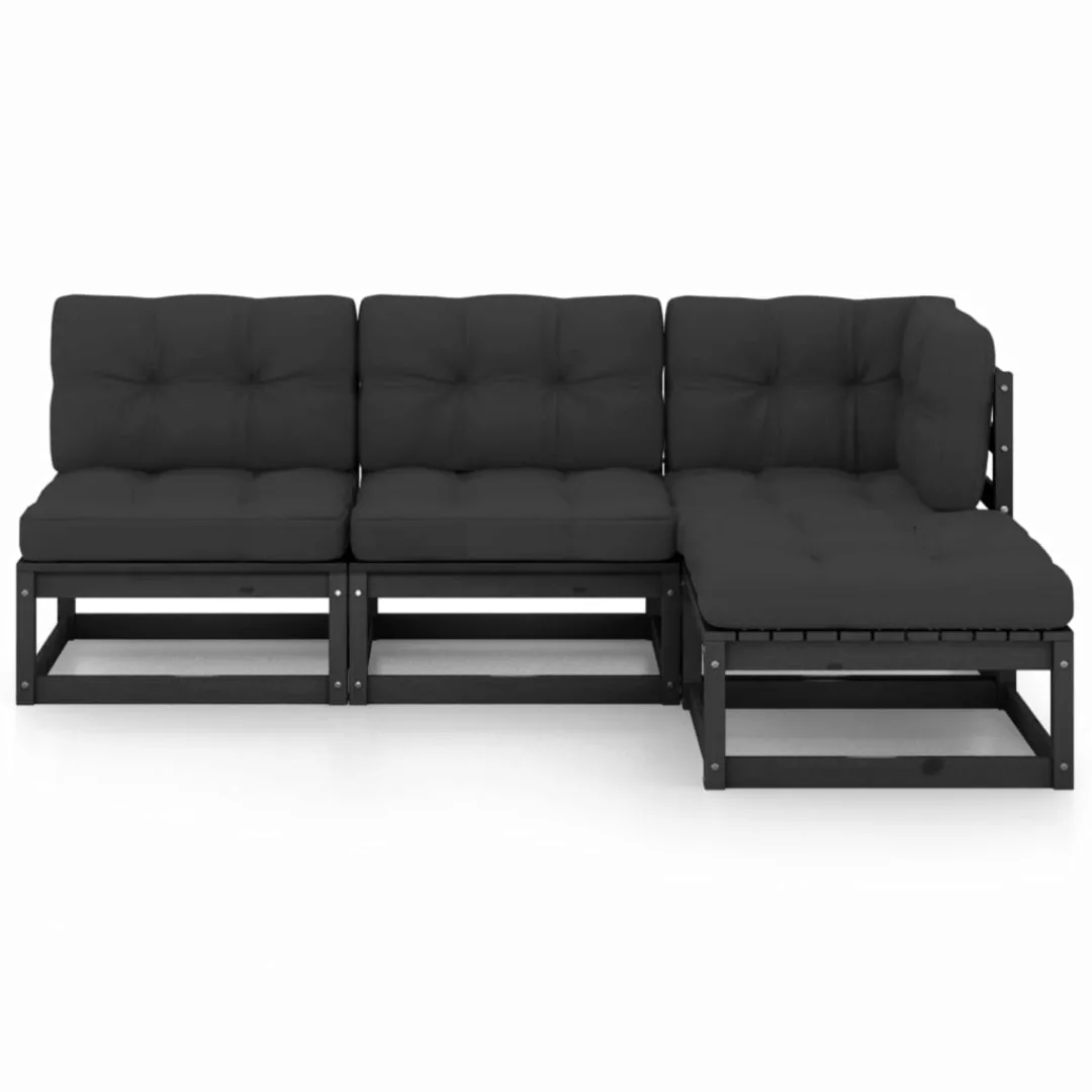 4-tlg. Garten-lounge-set Mit Kissen Kiefer Massivholz günstig online kaufen