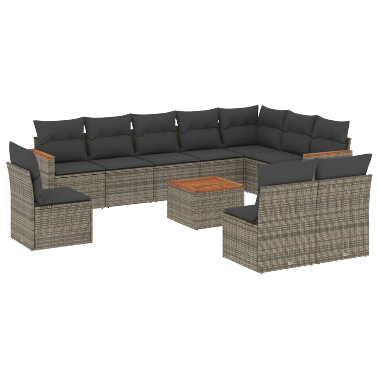 vidaXL 11-Tlg Garten-Sofagarnitur mit Kissen Grau Poly Rattan 3226081 günstig online kaufen