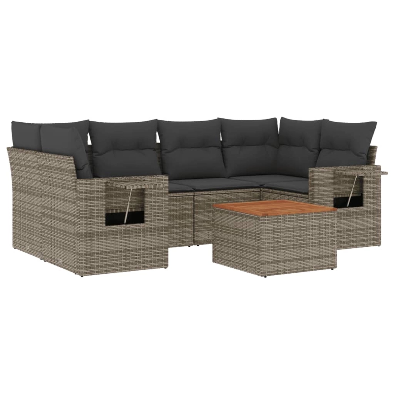 vidaXL 7-Tlg Garten-Sofagarnitur mit Kissen Grau Poly Rattan 3256795 günstig online kaufen