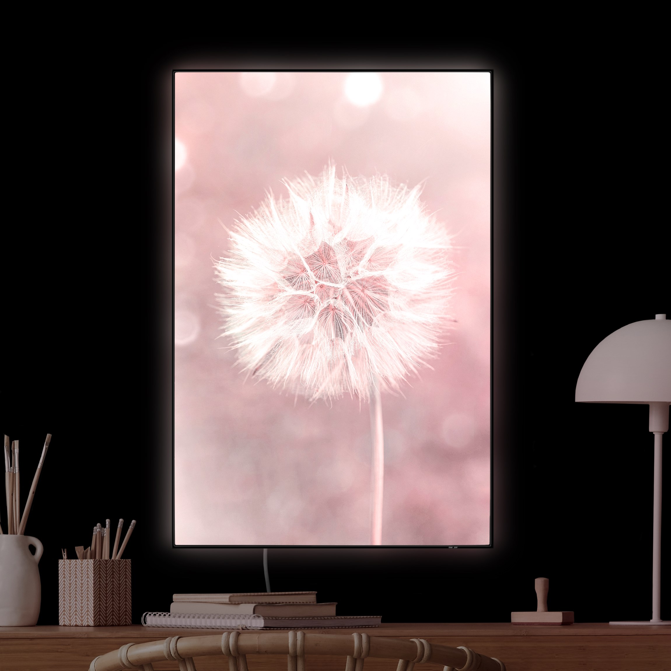 LED-Wechselbild Pusteblume Bokeh rosa günstig online kaufen