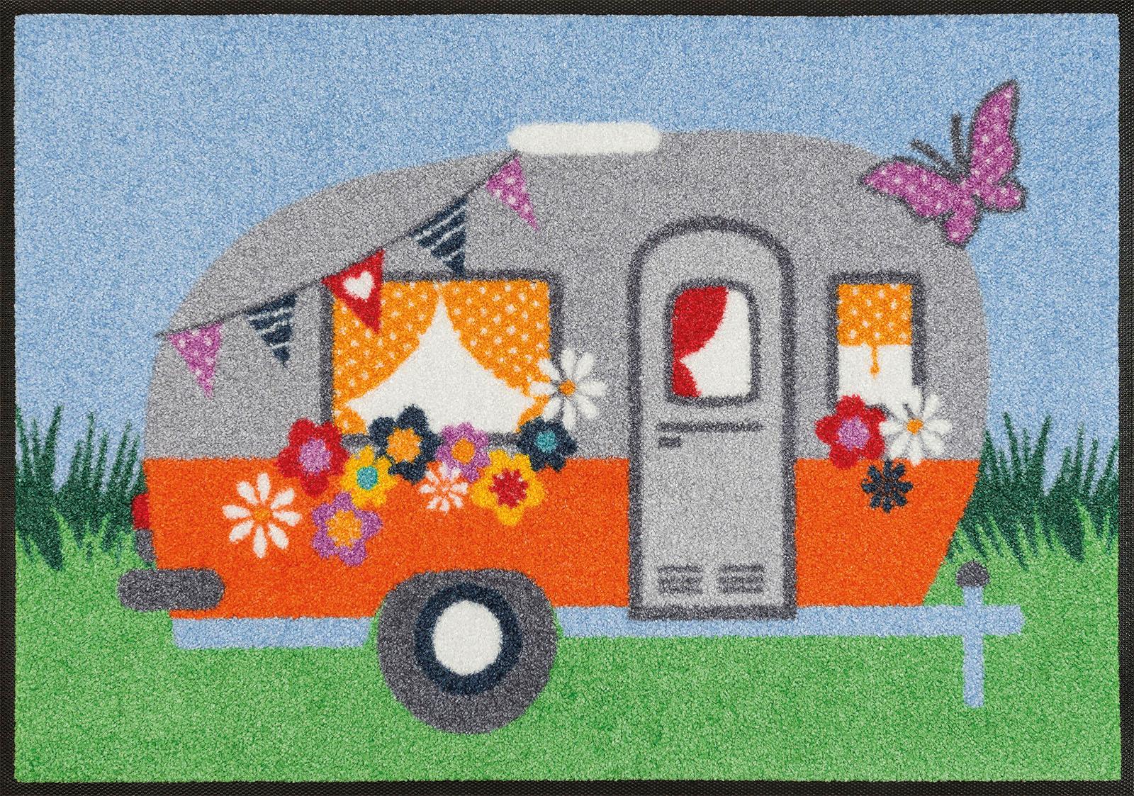 wash+dry by Kleen-Tex Fußmatte »Happy Camping«, rechteckig, Schmutzfangmatt günstig online kaufen