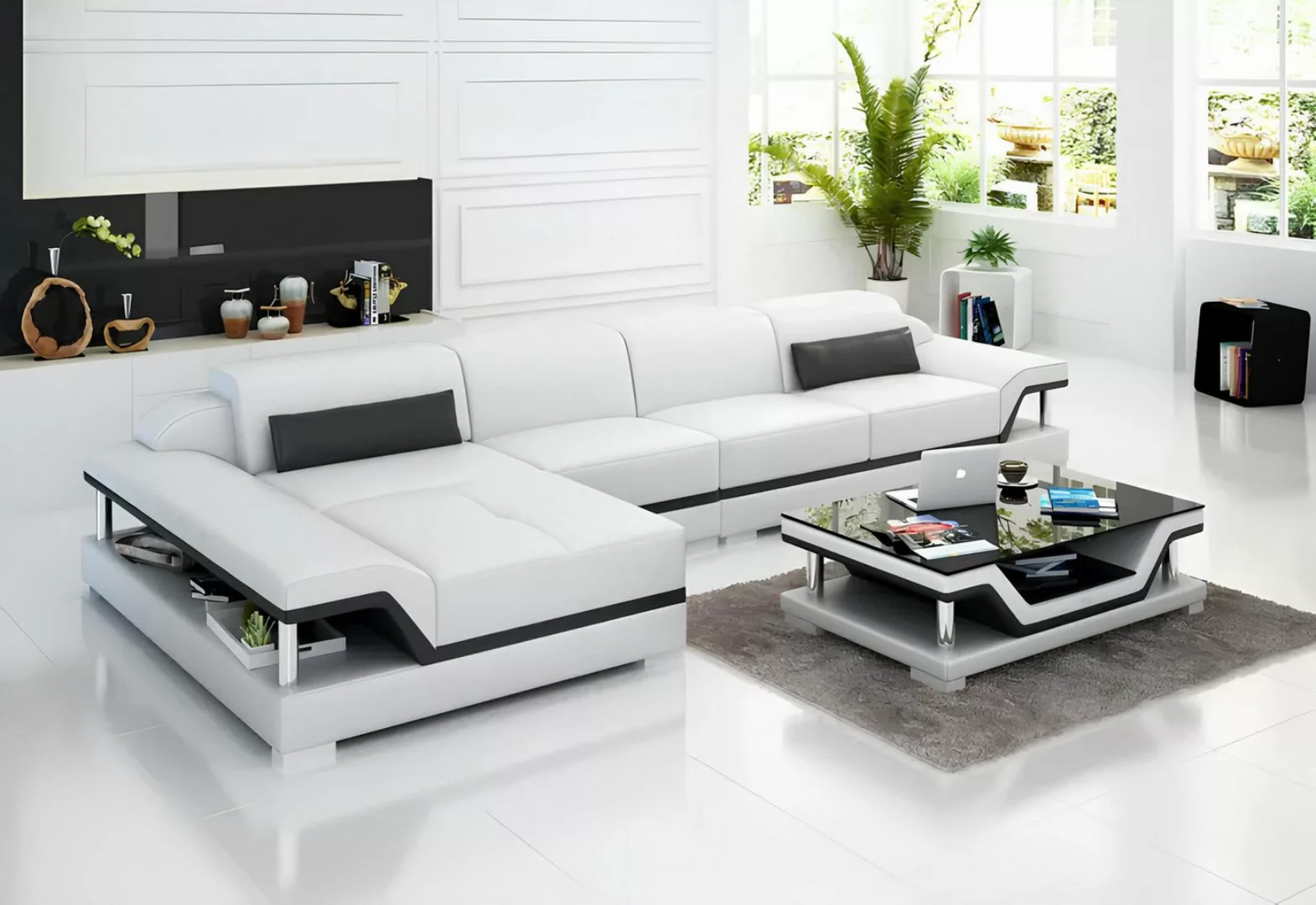 Xlmoebel Ecksofa Moderne Ecksofa Wohnlandschaft aus Leder in L-Form mit Pol günstig online kaufen