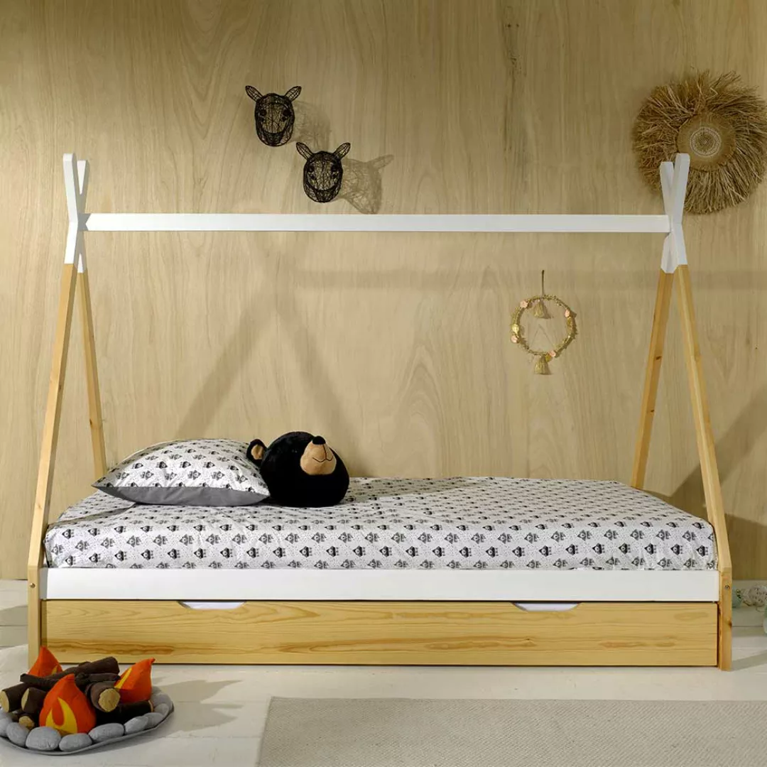 Kinder Einzelbett Zelt aus Kiefer Massivholz MDF günstig online kaufen