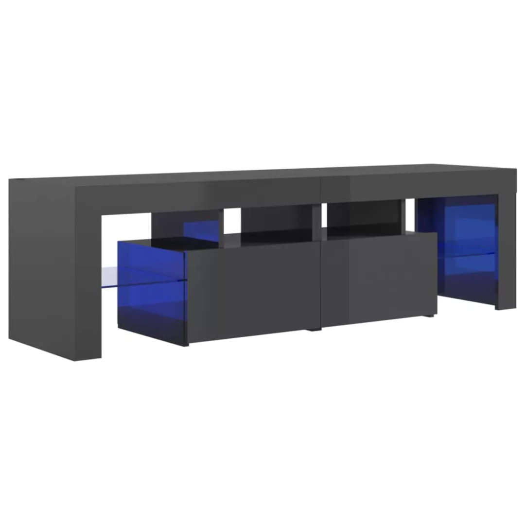 Tv-schrank Mit Led-leuchten Hochglanz-grau 140x35x40 Cm günstig online kaufen