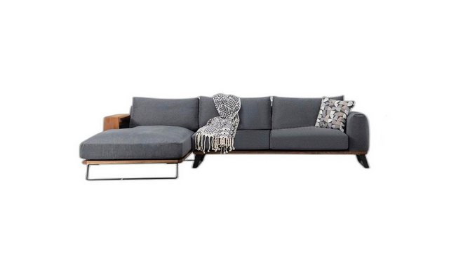 Xlmoebel Ecksofa L-förmiges Wohnzimmer-Sofa Sitzgruppe Stoff Grau Modernes günstig online kaufen