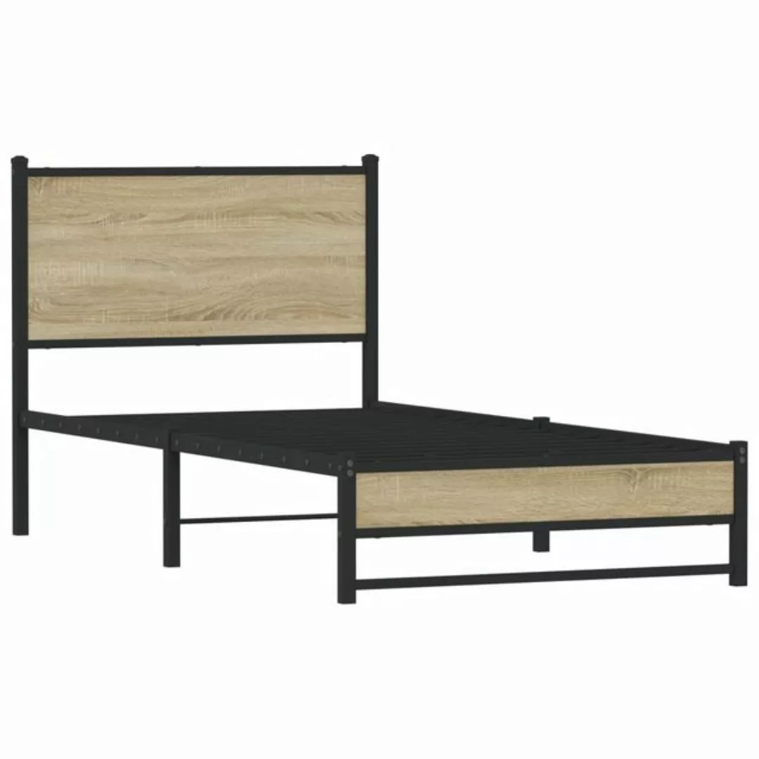 vidaXL Bett Metallbett ohne Matratze Sonoma-Eiche 75x190 cm günstig online kaufen