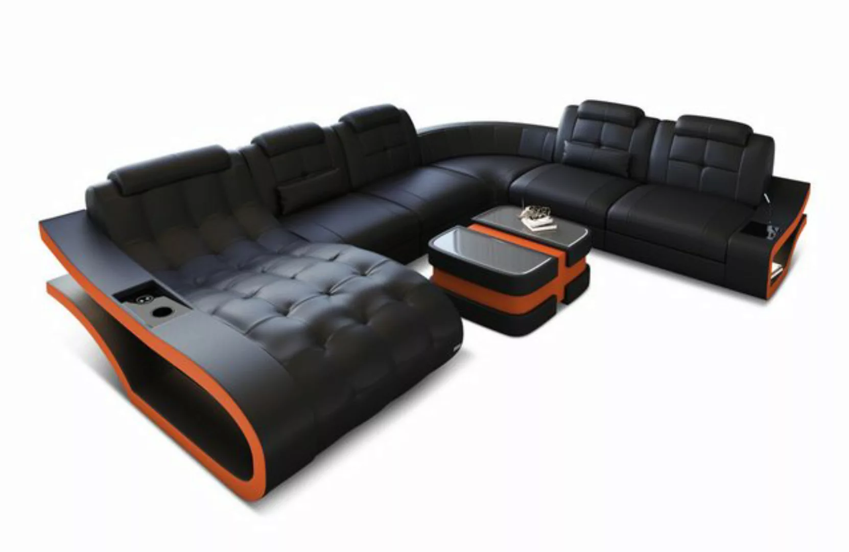 Sofa Dreams Wohnlandschaft Leder Sofa Elegante XXL Form Ledersofa Couch, wa günstig online kaufen