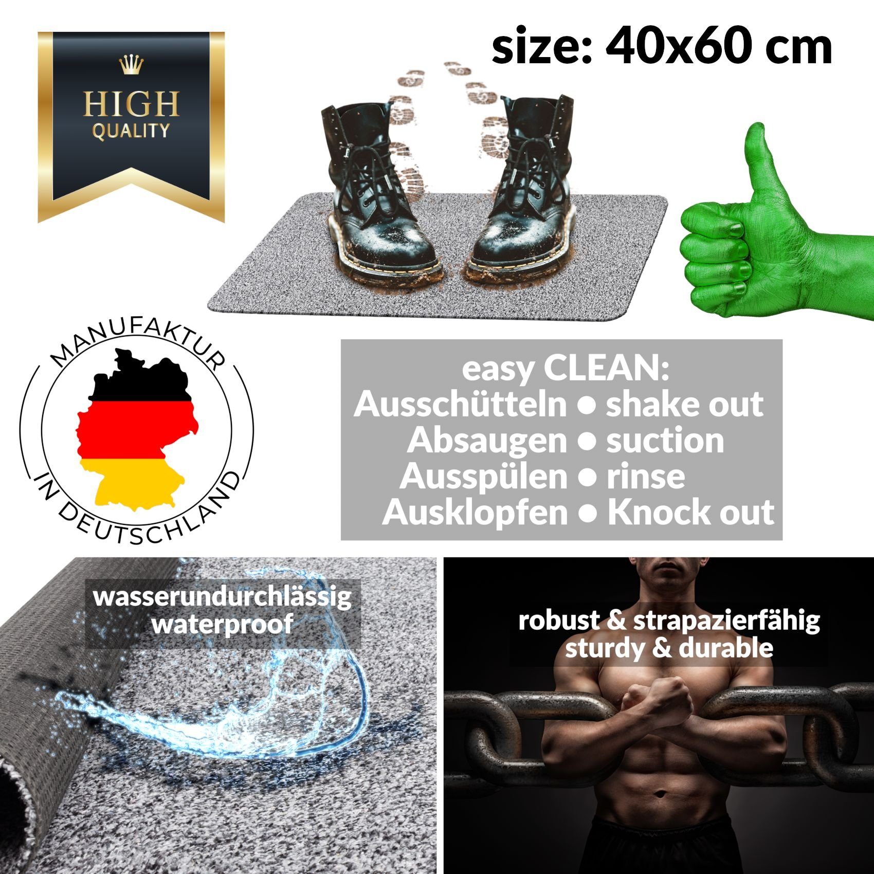 ANRO Fußmatte Türvorleger Schmutzfangmatte DOVER, eckig, günstig online kaufen