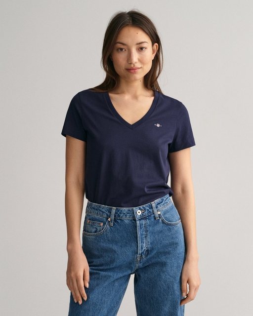 Gant T-Shirt "REG SHIELD KA V-NECK T-SHIRT", mit einer kleinen Logostickere günstig online kaufen