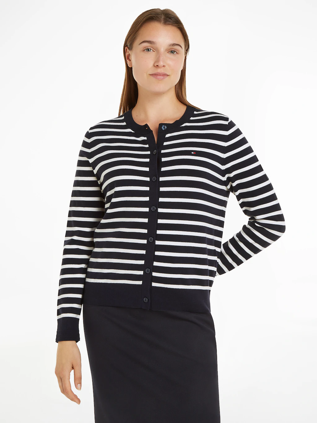 Tommy Hilfiger Cardigan "CO JERSEY STITCH CARDIGAN", mit Logostickerei günstig online kaufen