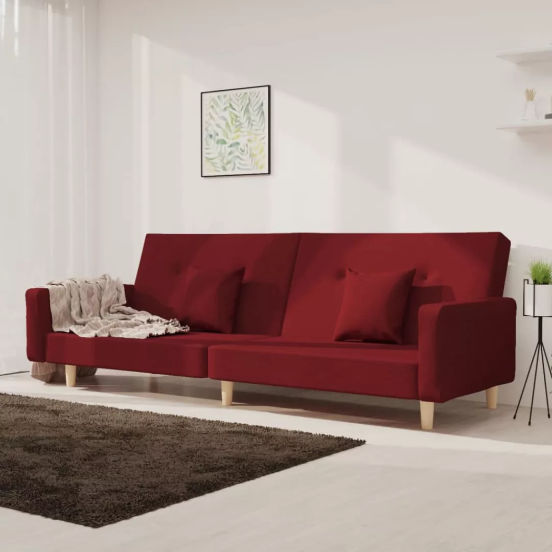 Vidaxl Schlafsofa 2-sitzer Mit 2 Kissen Weinrot Stoff günstig online kaufen