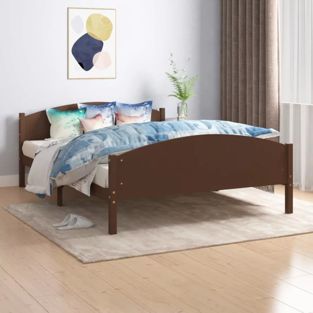 vidaXL Bettgestell Massivholzbett Dunkelbraun Kiefer 140x200 cm Bett Bettra günstig online kaufen