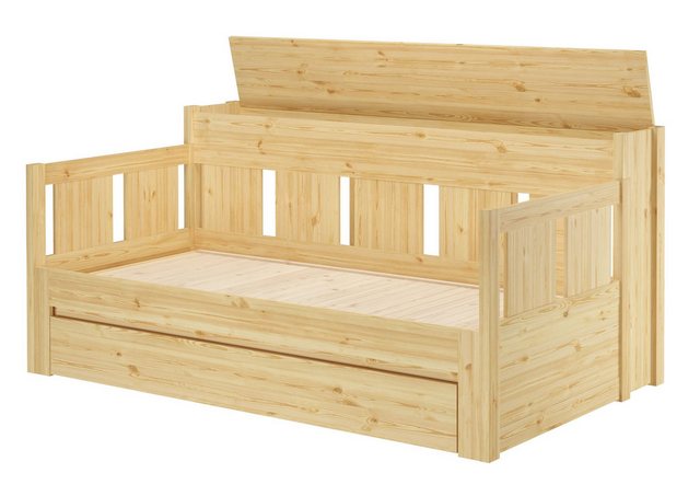 ERST-HOLZ Bett Ausziehbett Kiefer massiv natur wählbares Zubehör, Kieferfar günstig online kaufen