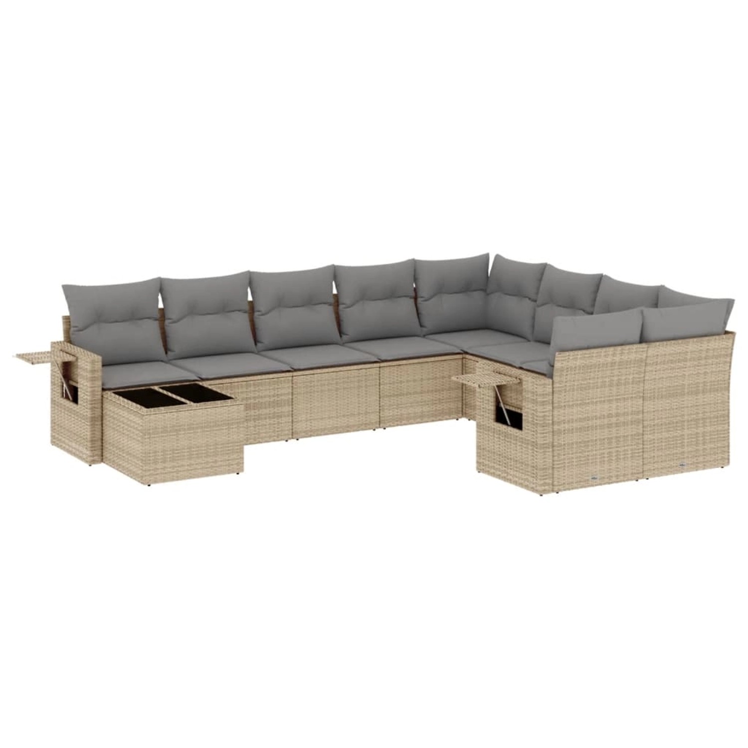 vidaXL 10-Tlg Garten-Sofagarnitur mit Kissen Beige Poly Rattan 3252996 günstig online kaufen