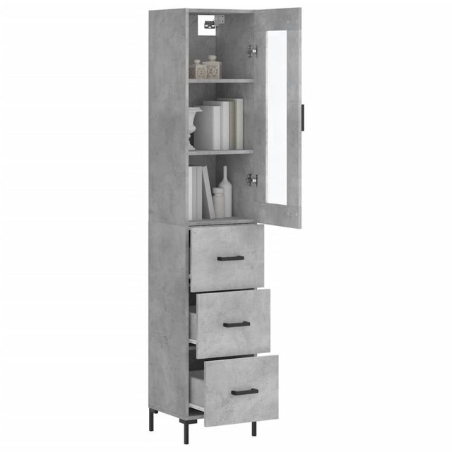 vidaXL Vitrine Highboard Betongrau 34,5x34x180 cm Spanplatte Glas Vitrine günstig online kaufen