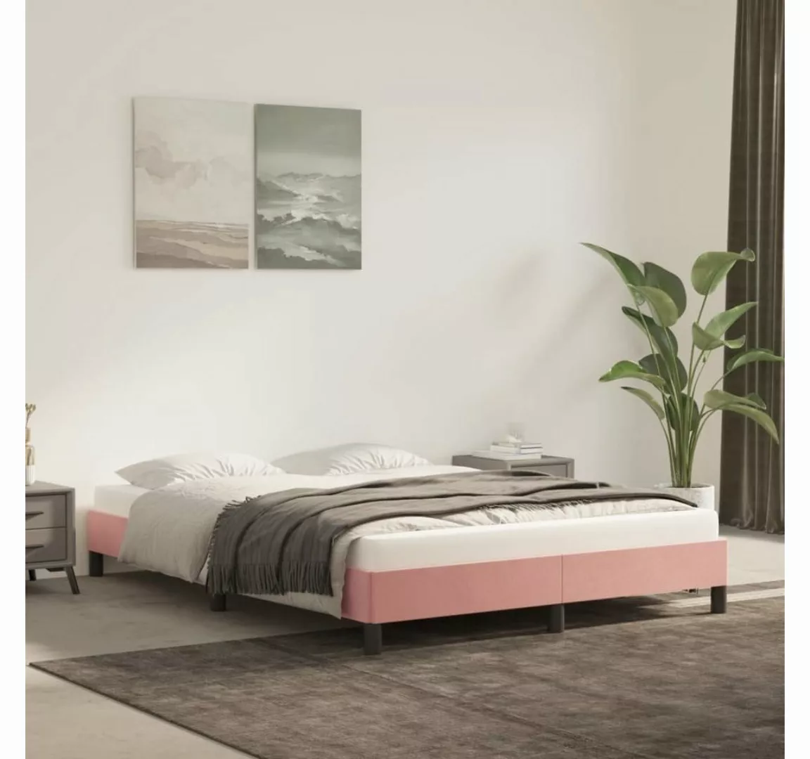 furnicato Bett Bettgestell Rosa 140x190 cm Samt günstig online kaufen