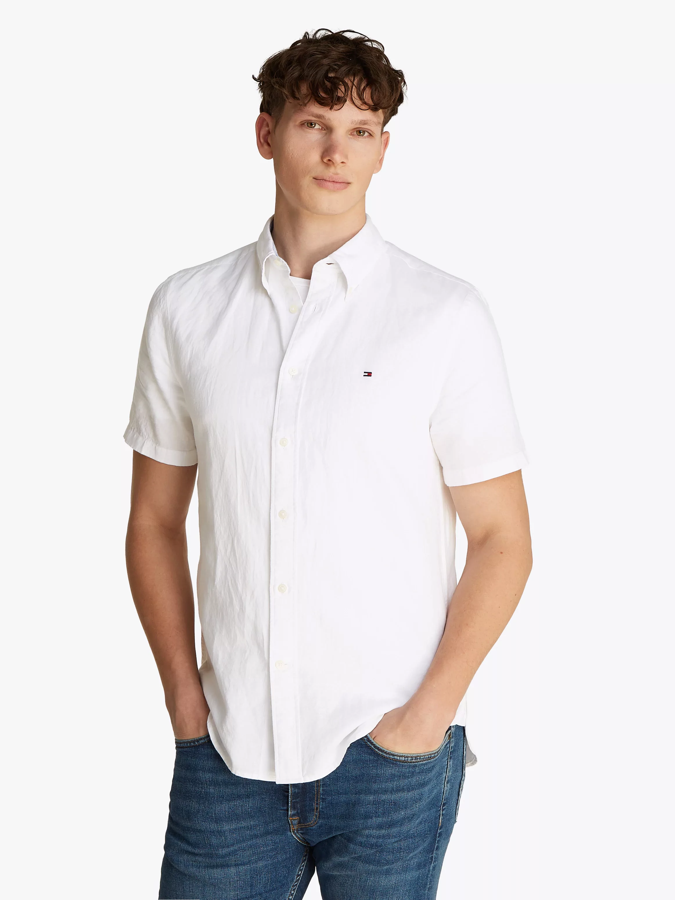 Tommy Hilfiger Kurzarmhemd LINEN BLEND SOLID günstig online kaufen