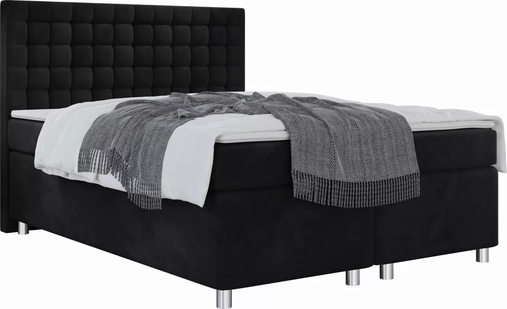 WFL GROUP Boxspringbett mit Topper IMALIA, Samt Doppelbett mit Bettkasten günstig online kaufen