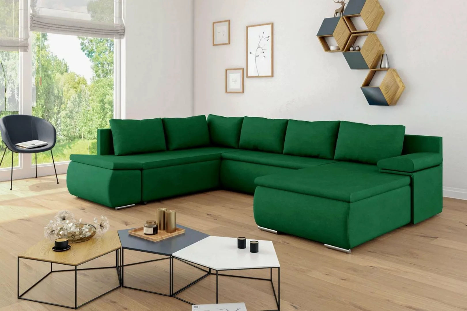 99rooms Wohnlandschaft Nessi, Sofa, U-Form, Wellenfederung günstig online kaufen