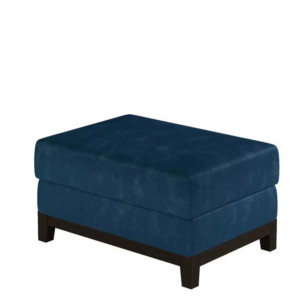 Polsterhocker Couchhocker aus Velours mit Vierfußgestell aus Holz günstig online kaufen