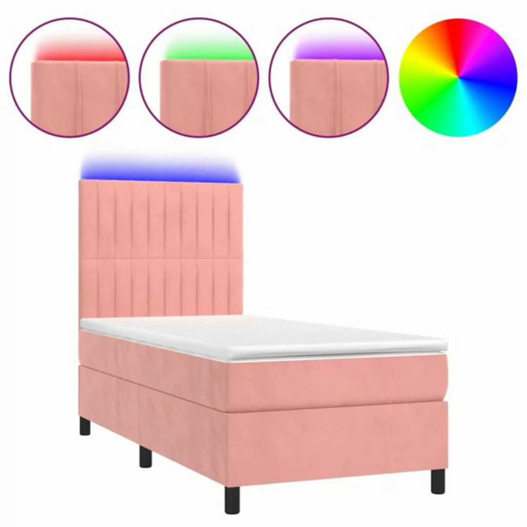 vidaXL Boxspringbett Boxspringbett mit Matratze & LED Samt (90 x 190 cm, Ro günstig online kaufen