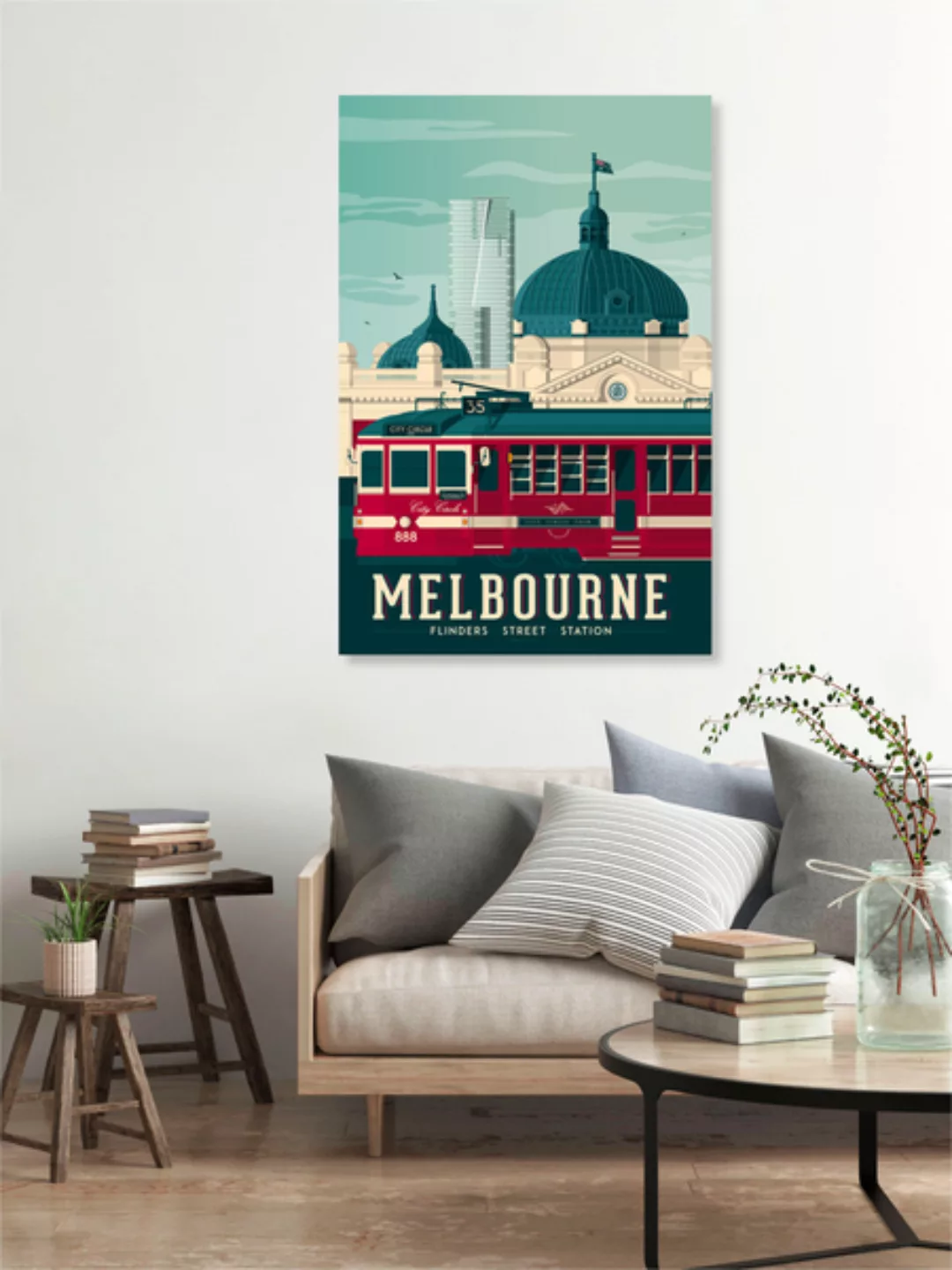 Poster / Leinwandbild - Melbourne Vintage Travel Wandbild günstig online kaufen
