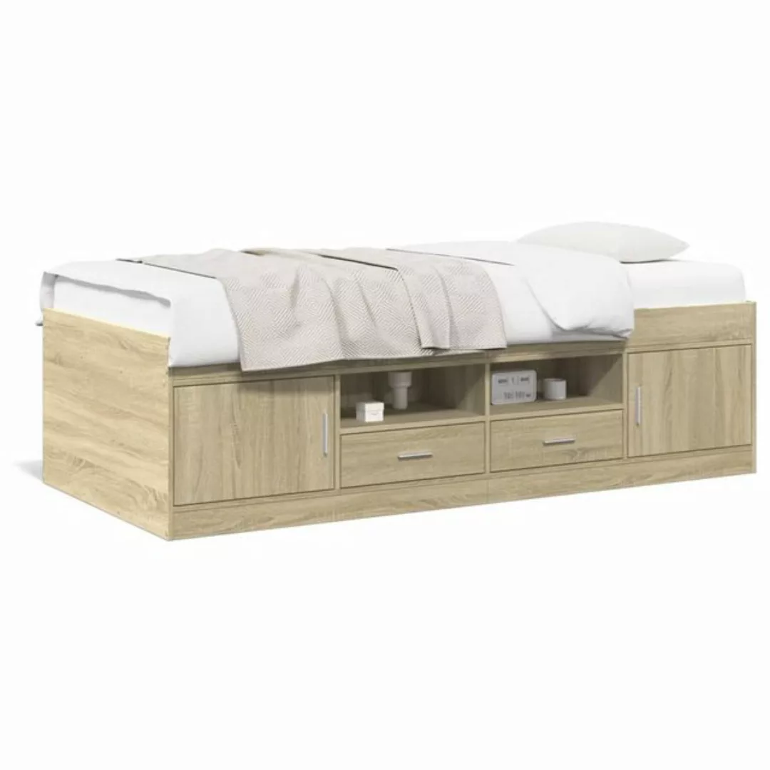 vidaXL Bett, Tagesbett mit Schubladen Sonoma-Eiche 100x200 cm Holzwerkstoff günstig online kaufen