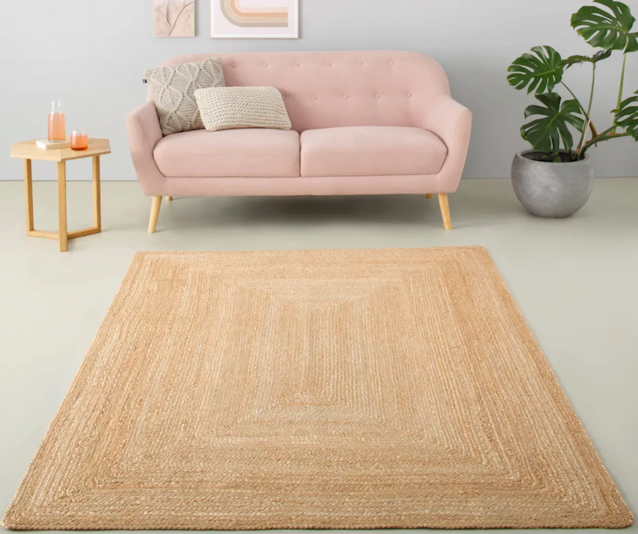 my home Teppich »Naturala, Jute-Teppich, handgefertigt«, rechteckig, Naturp günstig online kaufen