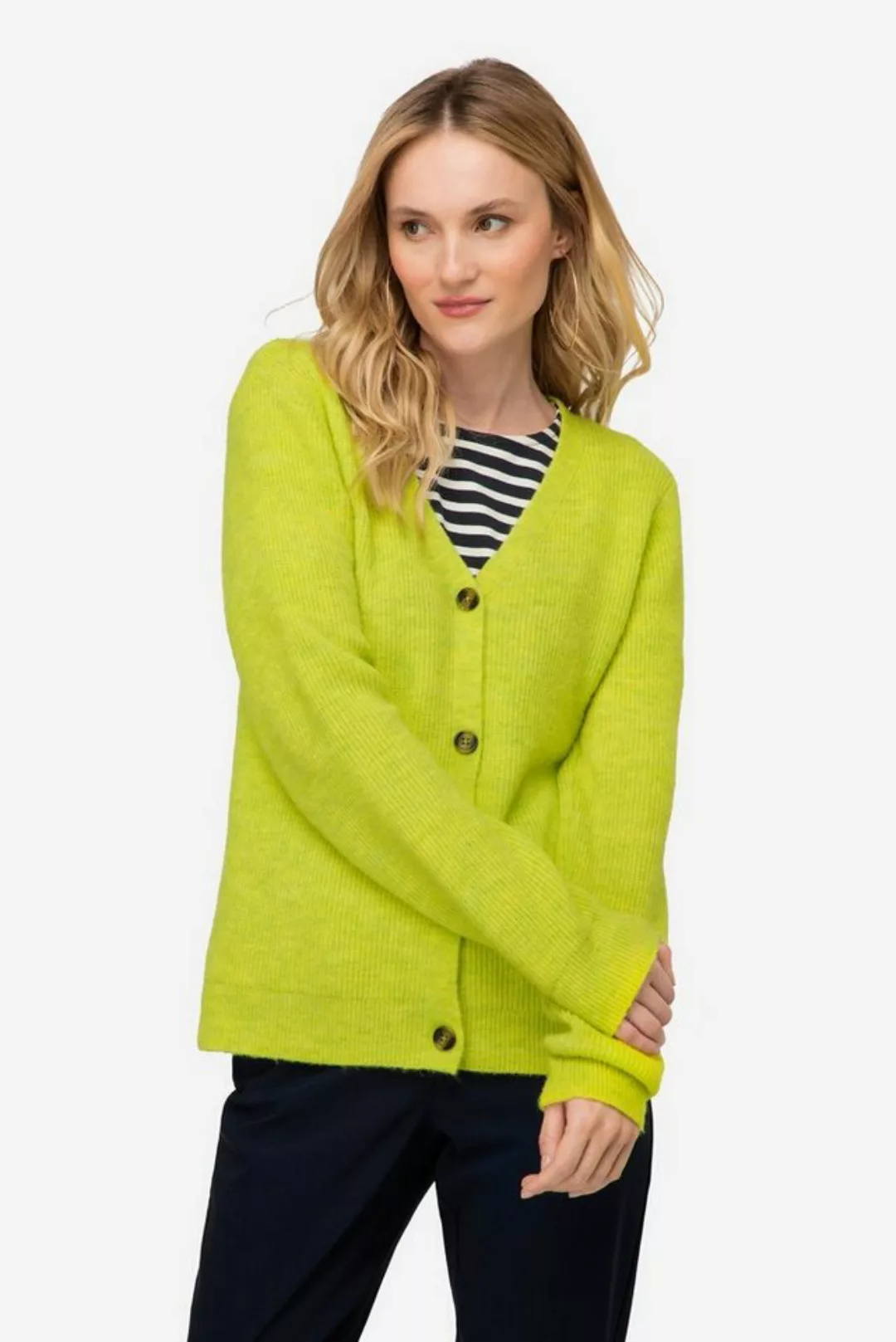 Laurasøn Strickjacke Strickjacke Melange-Strick V-Auschnitt Langarm günstig online kaufen