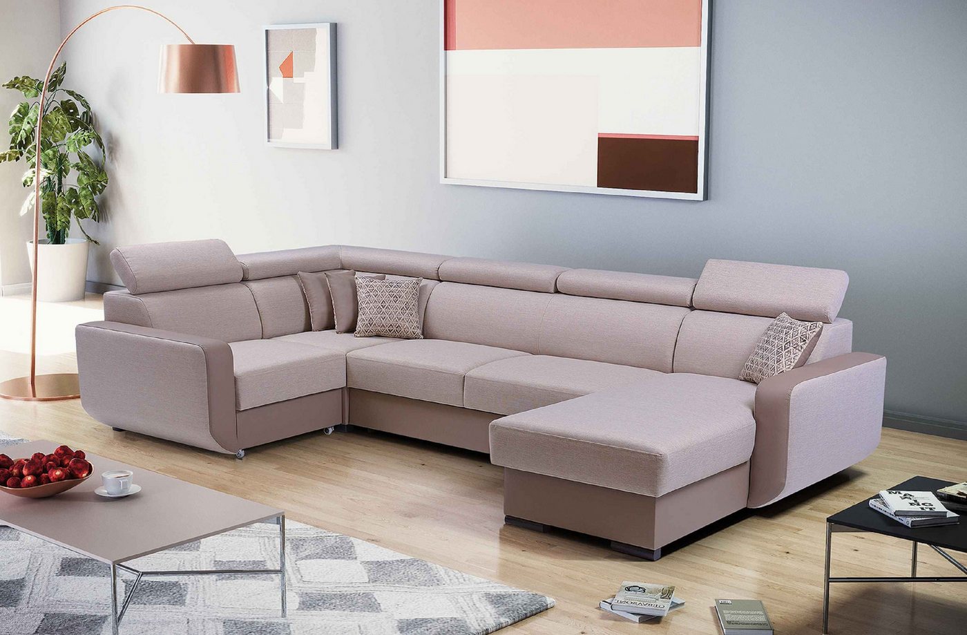 Furnix Wohnlandschaft Polstersofa in U-Form IMPERISIO-U mit Schlaffunktion günstig online kaufen