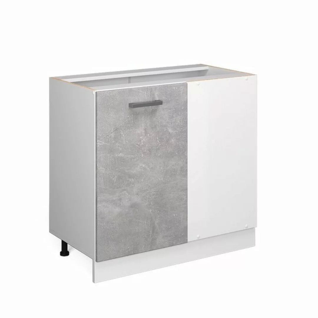 Vicco Eckunterschrank Küchenunterschrank R-Line 86 cm Weiß Beton günstig online kaufen