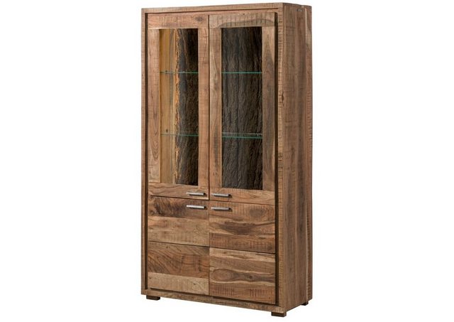 Massivmoebel24 Standvitrine (Vitrine Akazie 98x40x180 natur lackiert BARK # günstig online kaufen