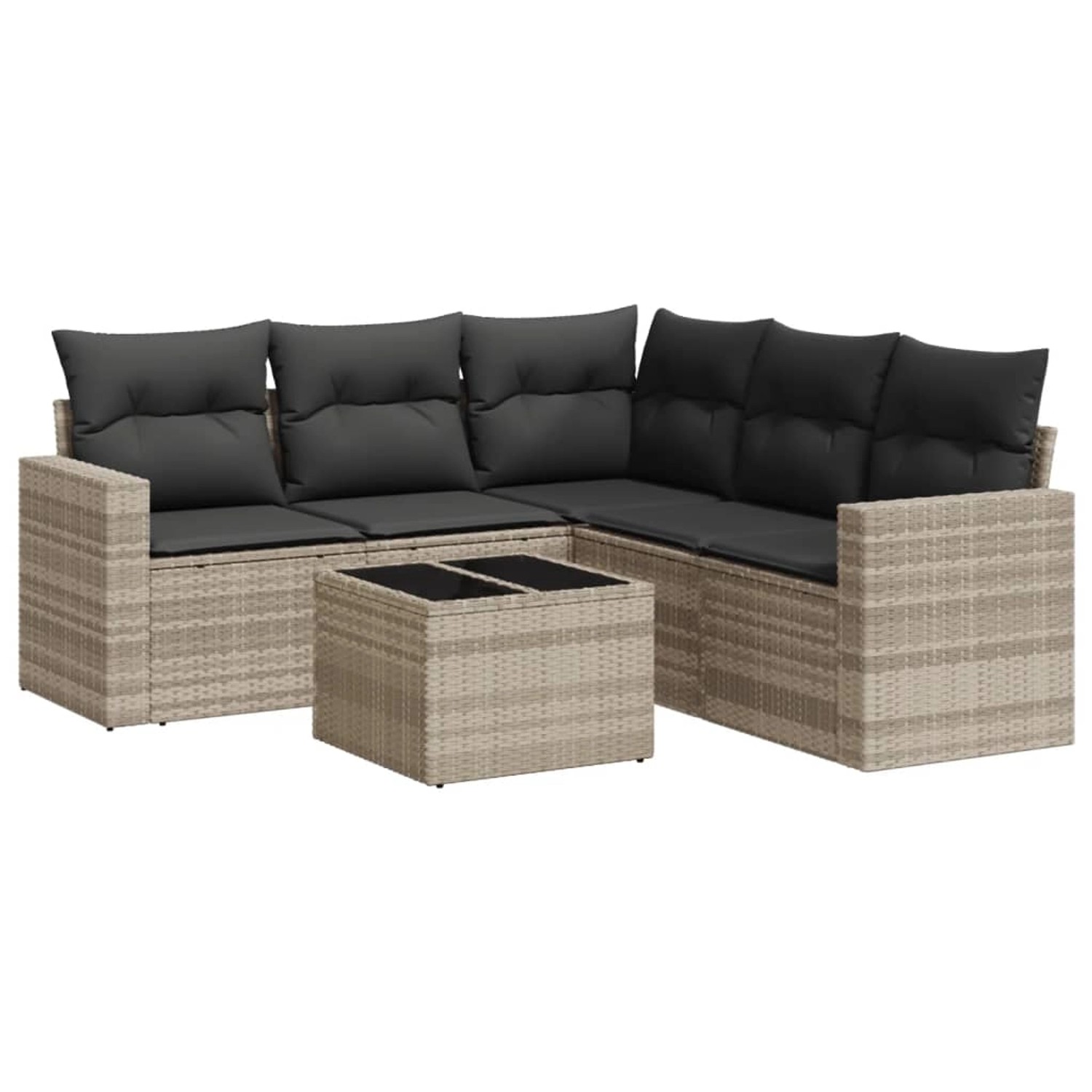 vidaXL 6-tlg Garten-Sofagarnitur mit Kissen Hellgrau Poly Rattan Modell 17 günstig online kaufen