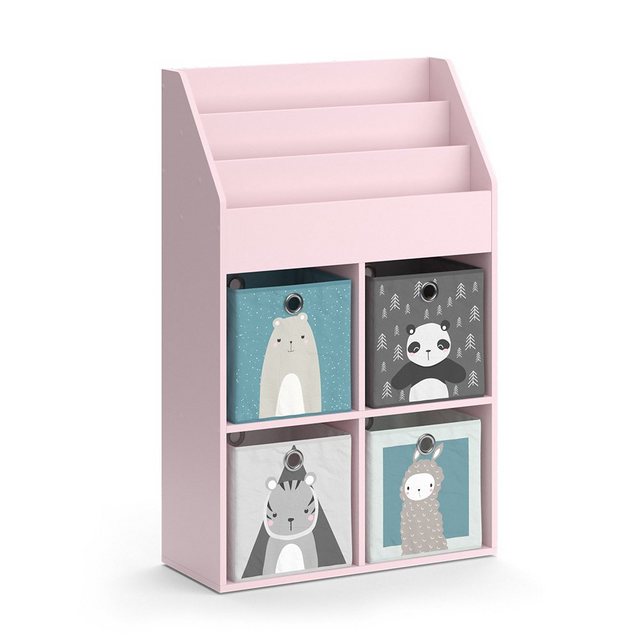 Vicco Bücherregal Luigi, Rosa, 72 x 114.2 cm mit 4 Faltboxen günstig online kaufen