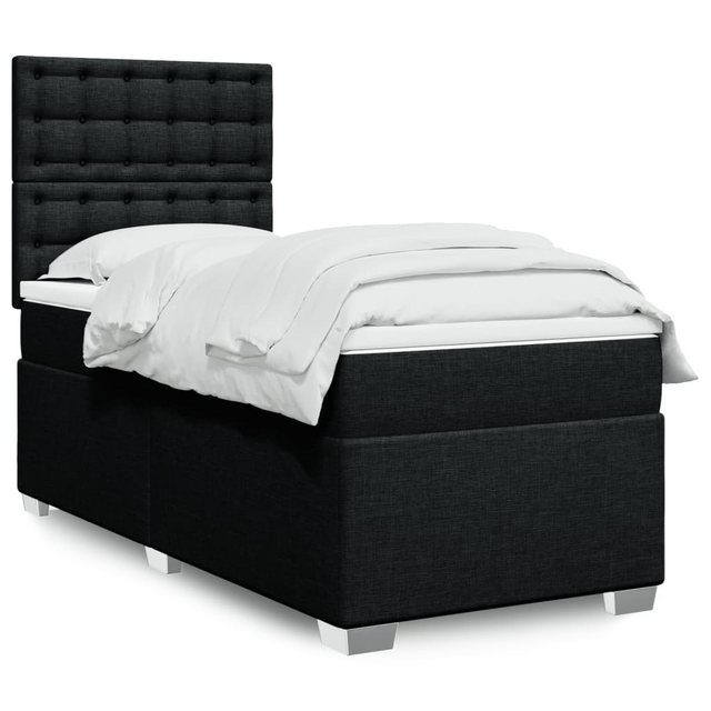 vidaXL Boxspringbett, Boxspringbett mit Matratze Schwarz 80x200 cm Stoff günstig online kaufen