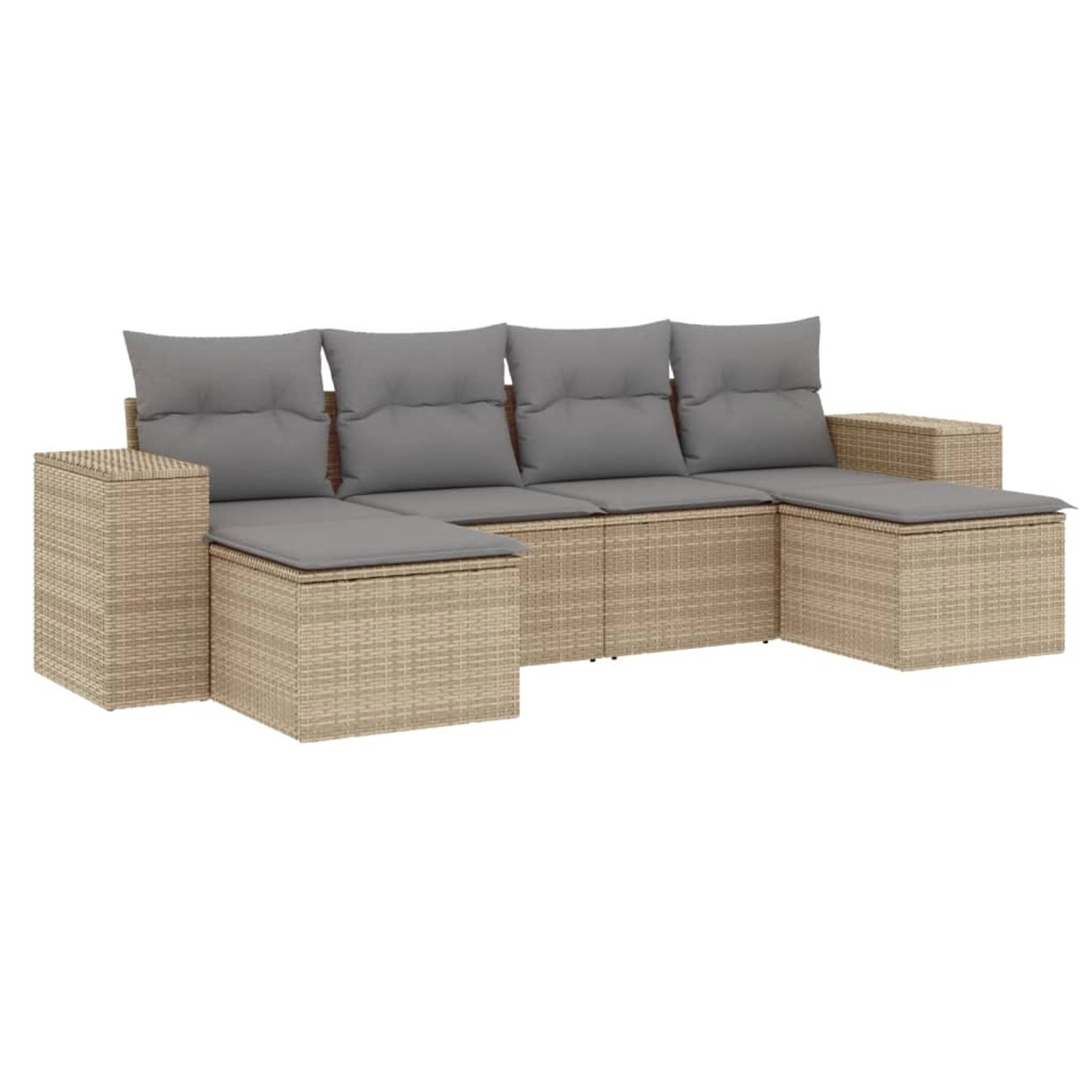 vidaXL 6-Tlg Garten-Sofagarnitur mit Kissen Beige Poly Rattan 3255256 günstig online kaufen