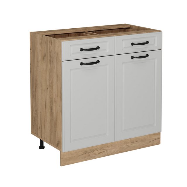 Vicco Unterschrank R-Line, Weiß Landhaus/Goldkraft Eiche, 80 cm ohne Arbeit günstig online kaufen