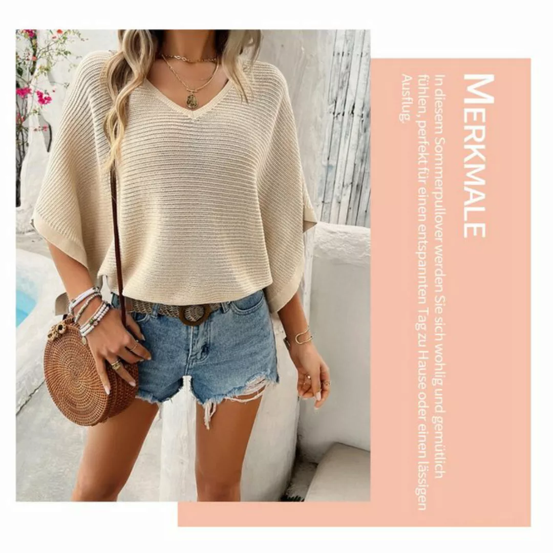 Zoclack Strandpullover Stricktop Damen Sommer Häkeltop Aushöhlen V-Ausschni günstig online kaufen