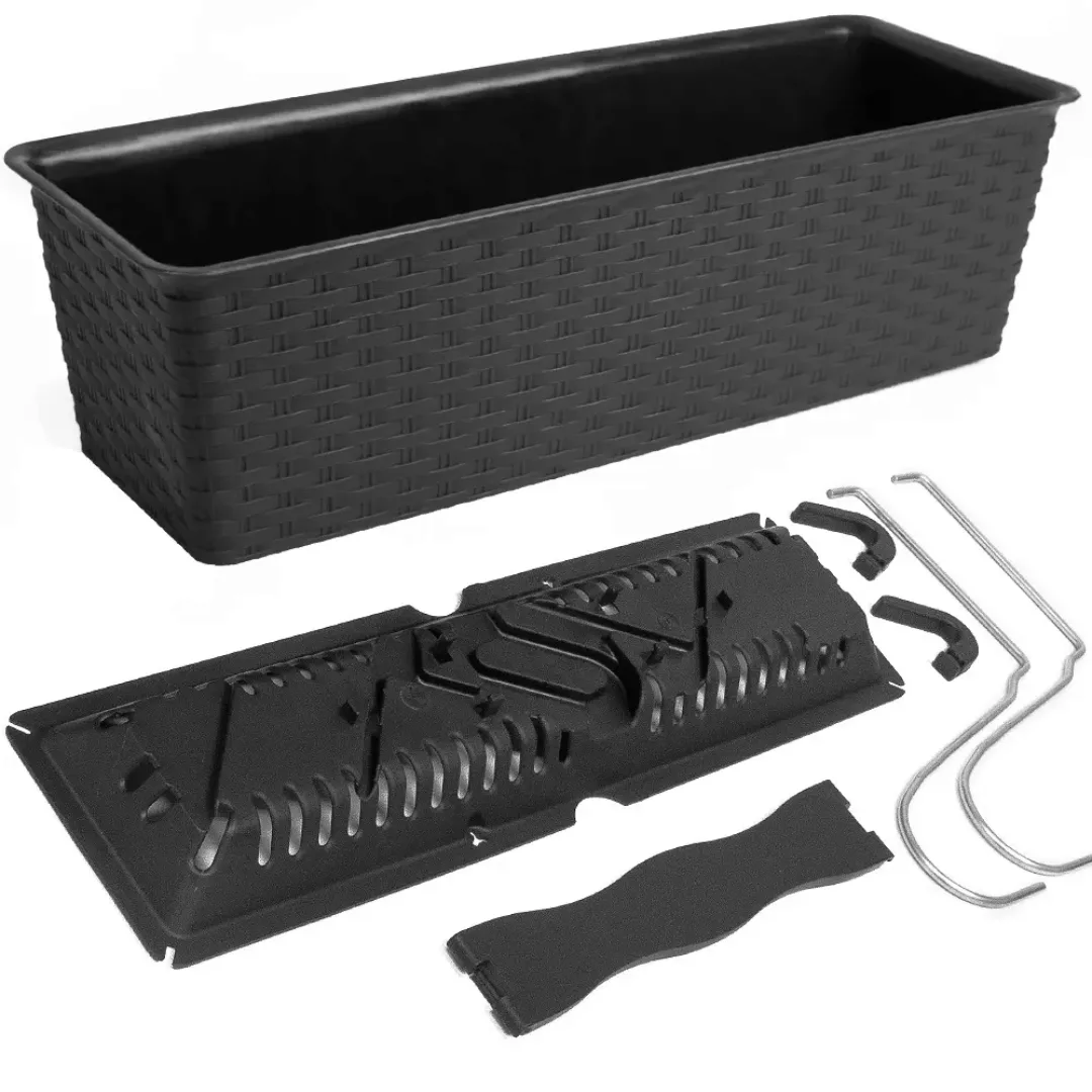 Balkonkasten Ratolla Anthrazit 39x16x14,5cm Bewässerungssystem günstig online kaufen