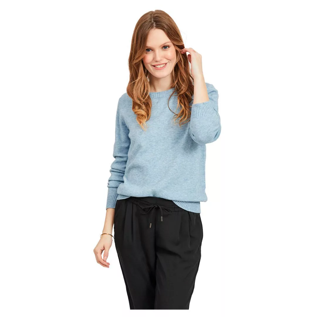 Vila Ril Langärmliger Pullover Mit O-ausschnitt XS Ashley Blue / Detail Mel günstig online kaufen
