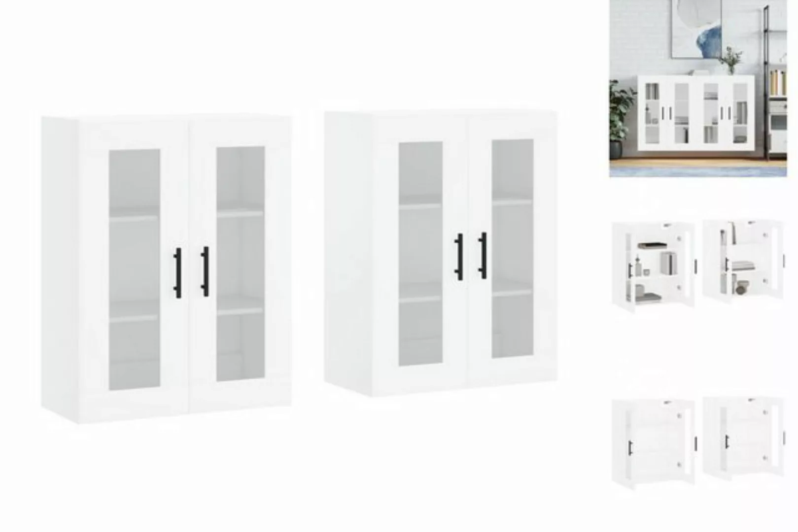 vidaXL Hängeschrank Wandschränke 2 Stk Weiß Spanplatte Glas Vitrine Hängesc günstig online kaufen