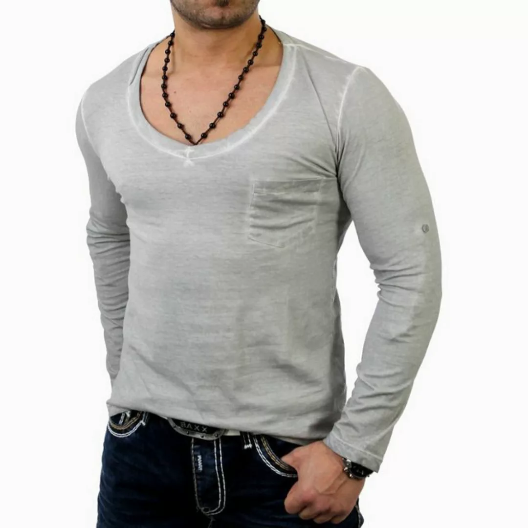 Reslad Langarmshirt Reslad Herren V-Neck Longshirt RS-4002 (1-tlg) Langarms günstig online kaufen