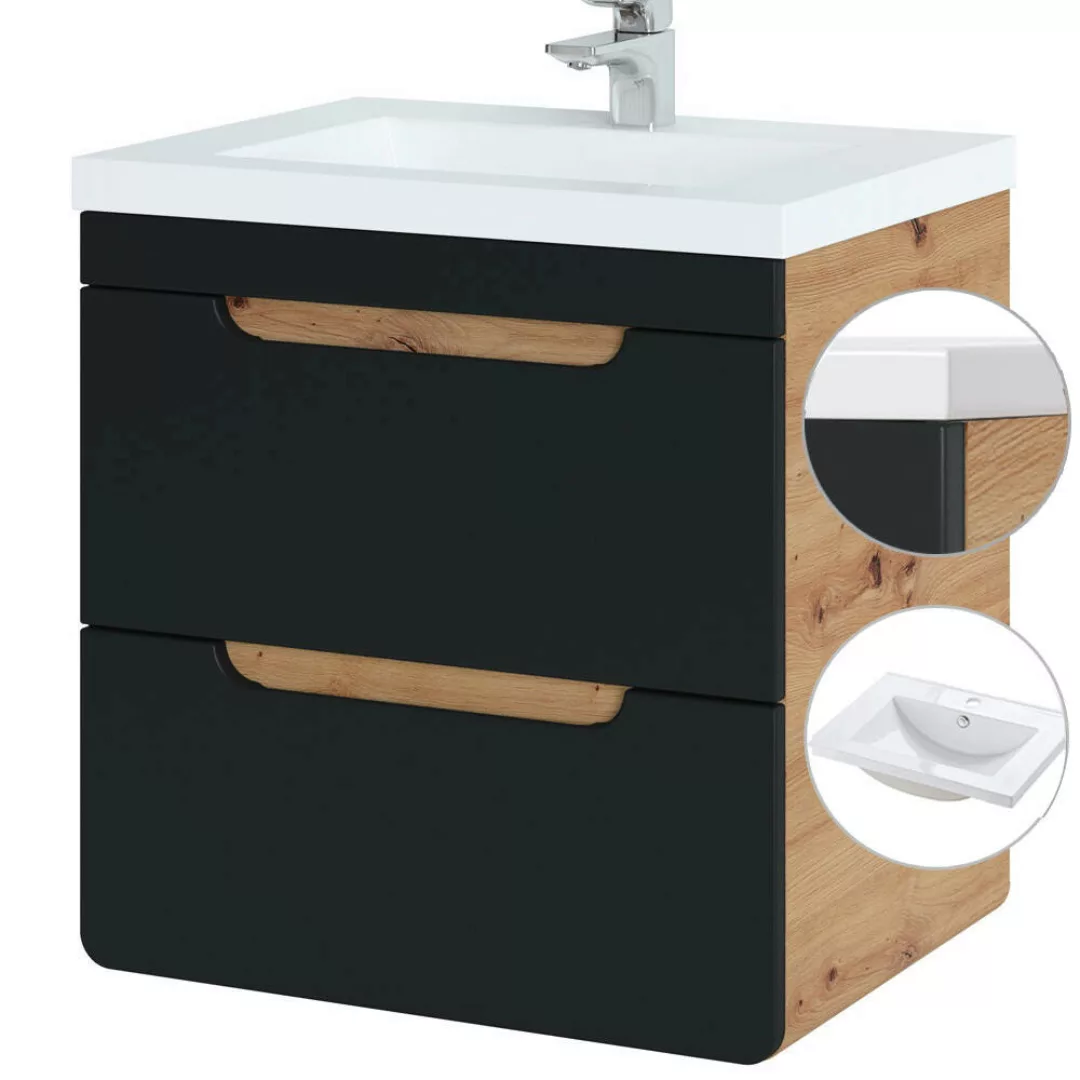 Waschtischunterschrank 61 cm mit Keramik-Waschtisch NEW-LUTON seidenmatt an günstig online kaufen