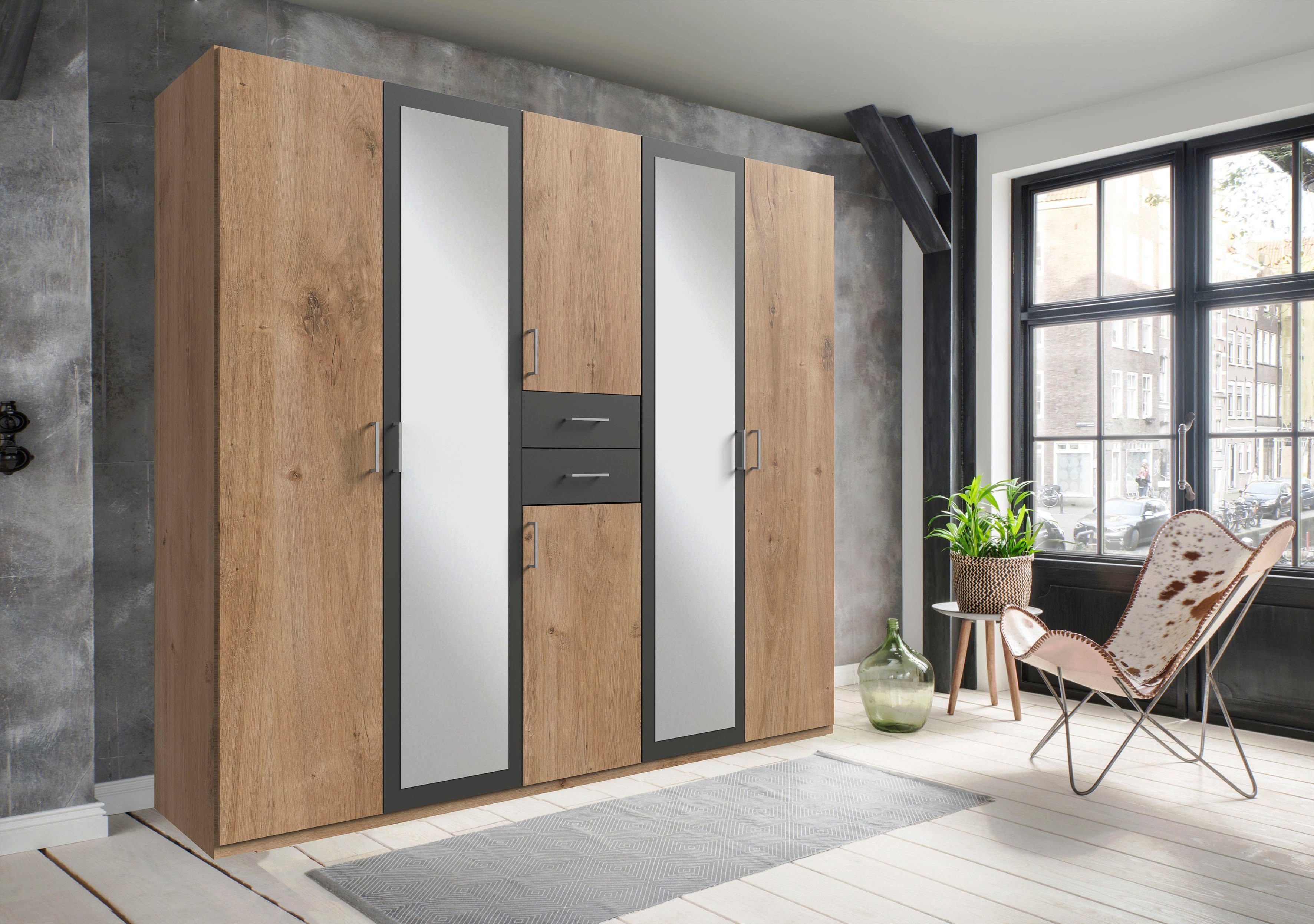 Wimex Kleiderschrank "Diver Drehtürenschrank mit Spiegel, 180, 225 o. 270cm günstig online kaufen