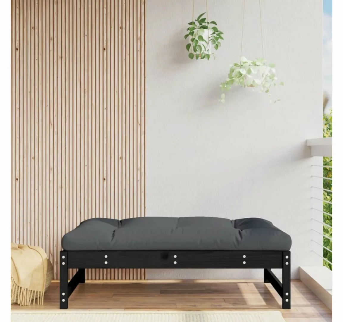 vidaXL Loungesofa Gartenhocker Schwarz 120x80 cm Massivholz Kiefer, 1 Teile günstig online kaufen